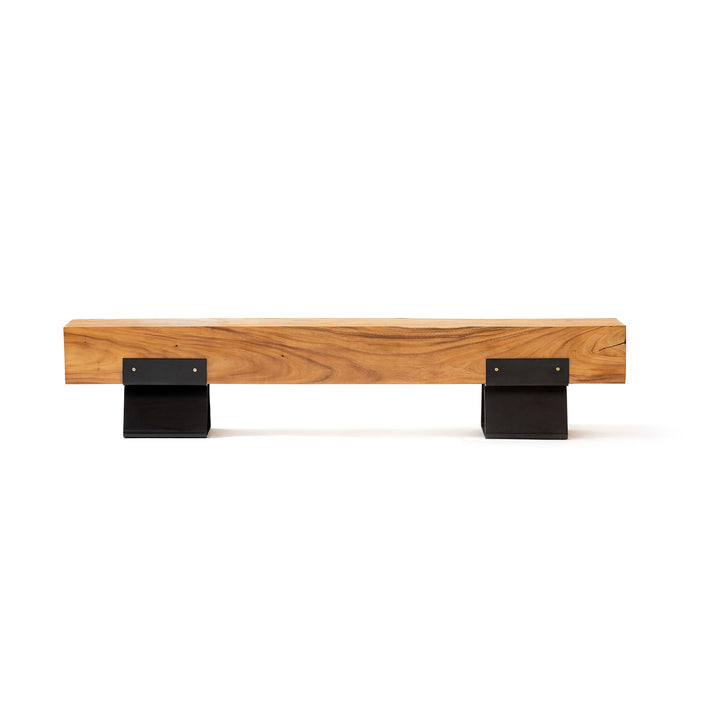  Meuble de type banc en bois de suar naturel rectangulaire avec pied metal noir design