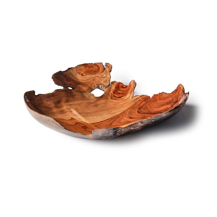 Centre de table de forme naturel très fin sculpté en bois de teck 