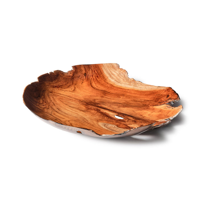 Centre de table en forme naturel fin sculpté en bois de teck