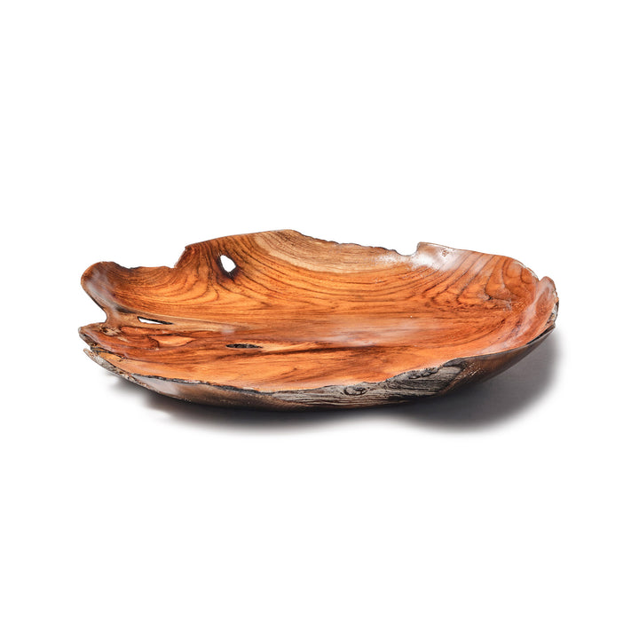 Centre de table fin en bois de teck massif naturel