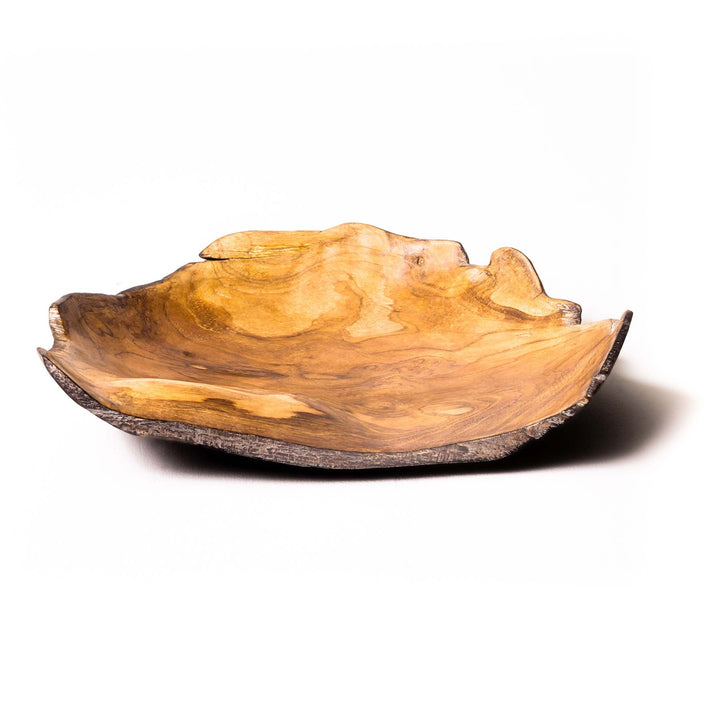 Grand centre de table en teck brut et naturel.