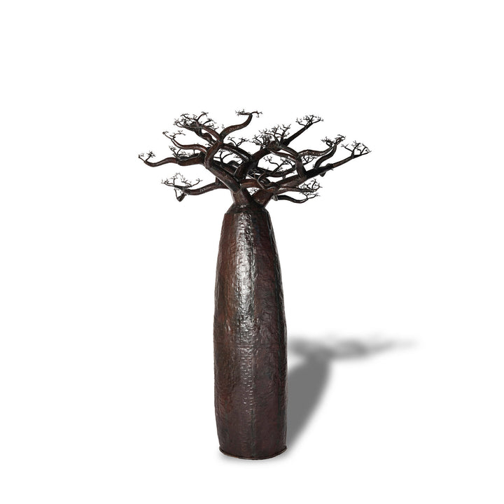 Sculpture en forme de baobab en metal recycle noir