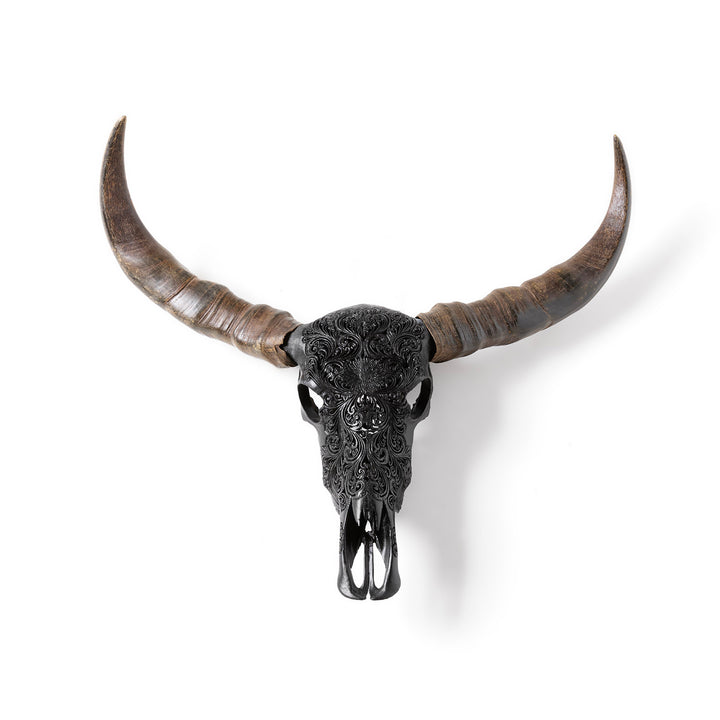 Sculpture crane de buffle noir Black Skull