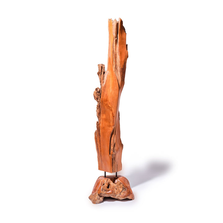 Décoration type sculpture en tronc de bois de teck massif naturel