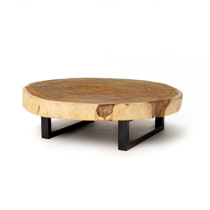 Table basse ronde en tronc de bois de suar massif naturel