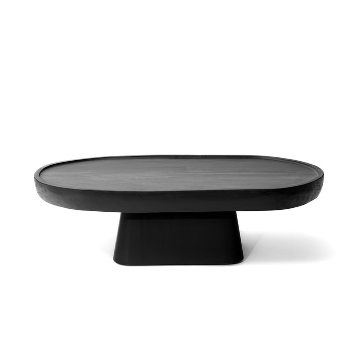 Table basse sculpté en bois de manguier massif de couleur noir