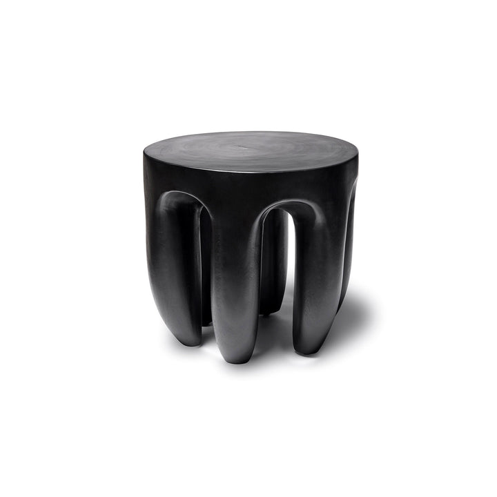 Petite table basse en bois de suar massif noir avec 6 pieds