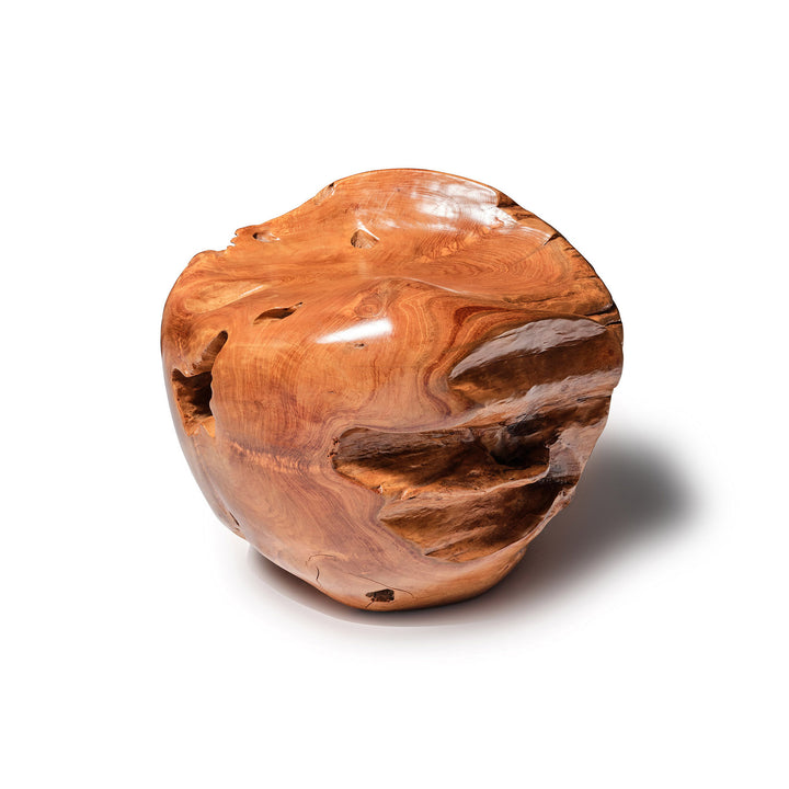 Tabouret rond en bois de teck massif naturel